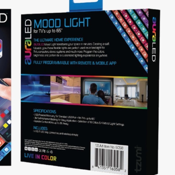 TZUMI LED MOOD LIGHT STRIP RGB WITH REMOTE - NIB! - Picture 4 of 5